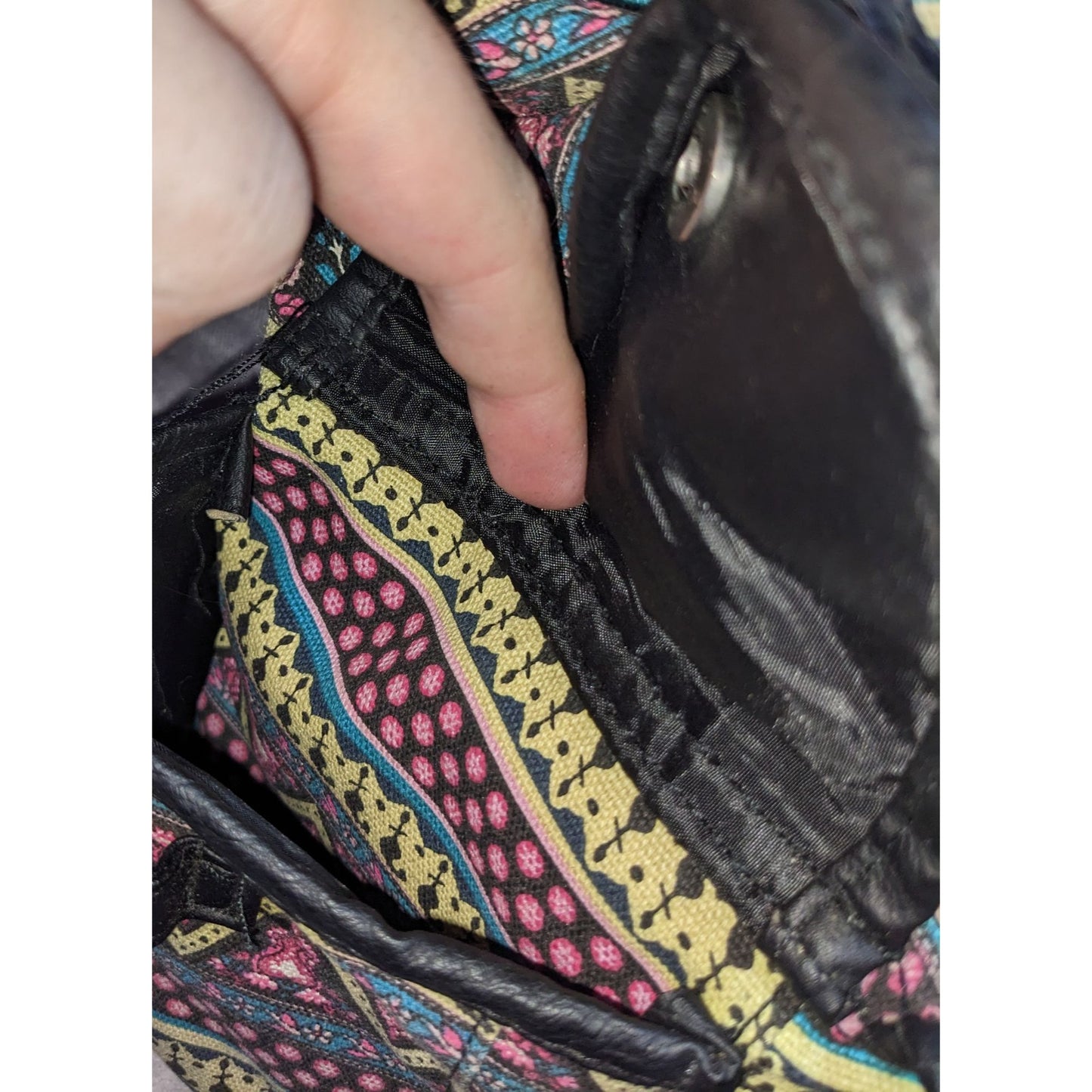 Boho Vintage Candie's Tribal Print Canvas Backpack Faux Leather Festival Bag