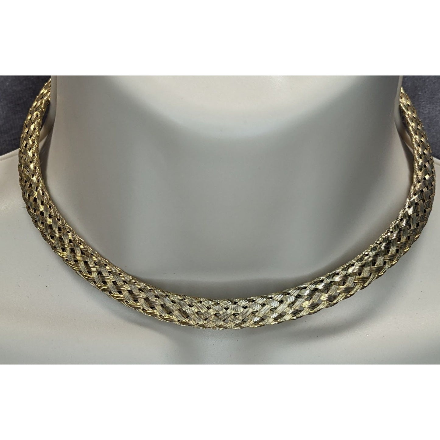 Boho Vintage Handmade Braided Mixed Metal Mesh Collar Necklace Artisan Statement