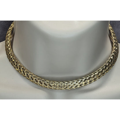 Boho Vintage Handmade Braided Mixed Metal Mesh Collar Necklace Artisan Statement