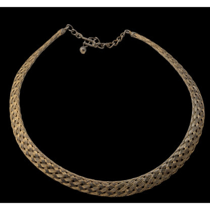 Boho Vintage Handmade Braided Mixed Metal Mesh Collar Necklace Artisan Statement