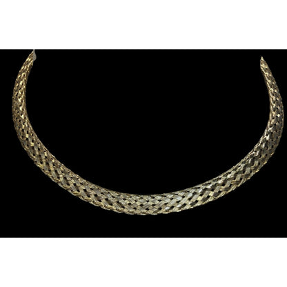 Boho Vintage Handmade Braided Mixed Metal Mesh Collar Necklace Artisan Statement