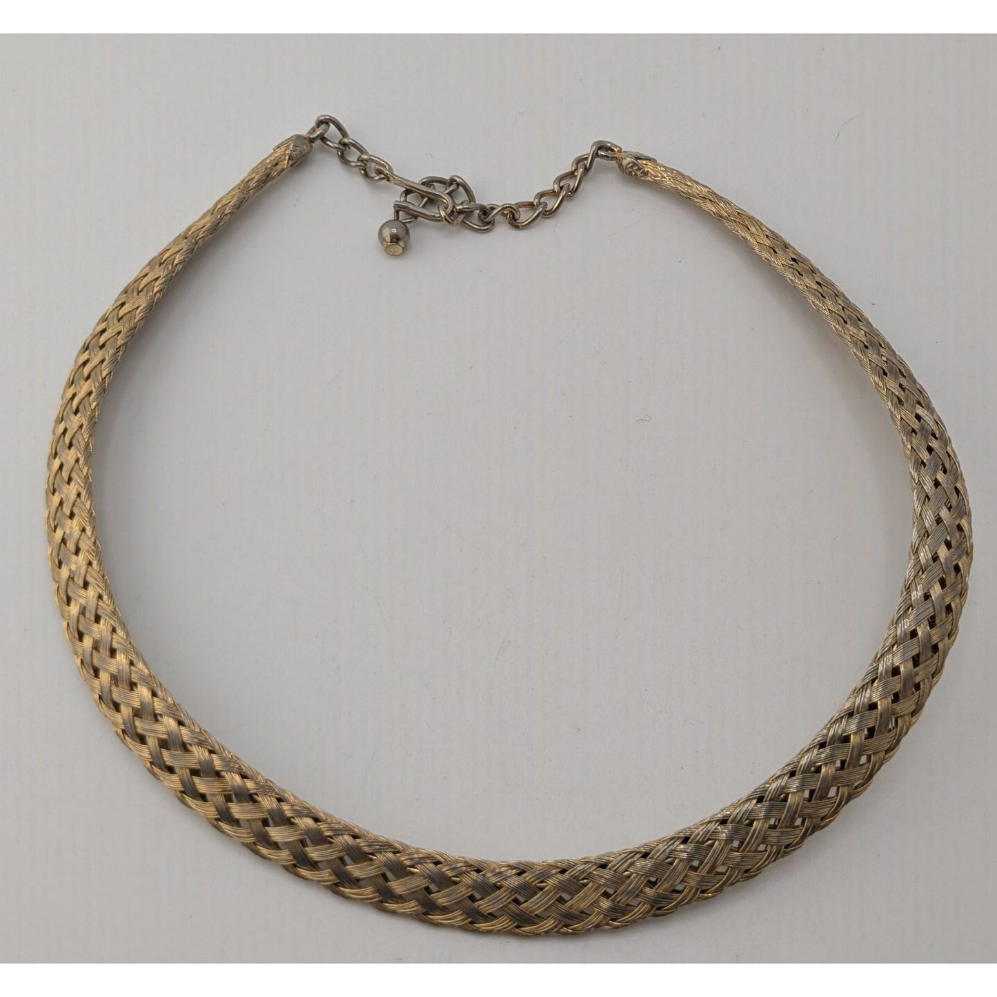 Boho Vintage Handmade Braided Mixed Metal Mesh Collar Necklace Artisan Statement
