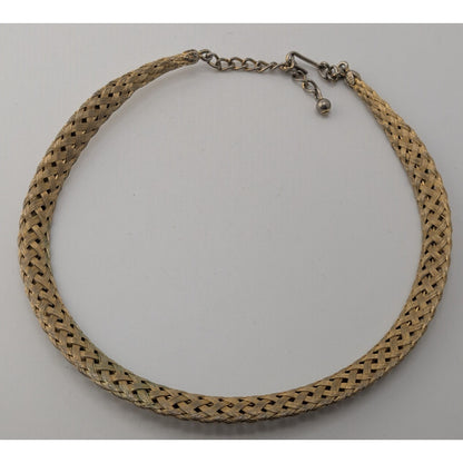 Boho Vintage Handmade Braided Mixed Metal Mesh Collar Necklace Artisan Statement