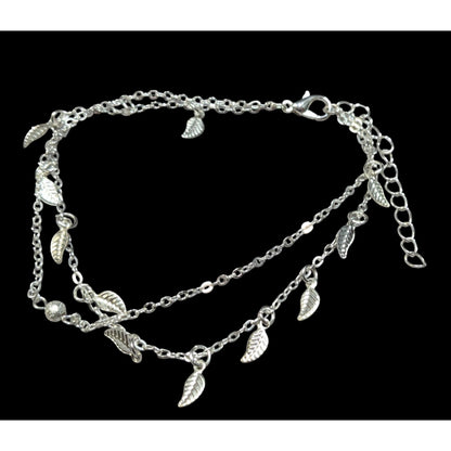 Minimalist Fairycore Layered Leaf Charm Bracelet