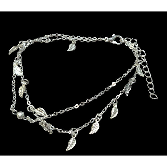 Minimalist Fairycore Layered Leaf Charm Bracelet