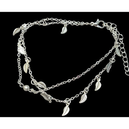 Minimalist Fairycore Layered Leaf Charm Bracelet