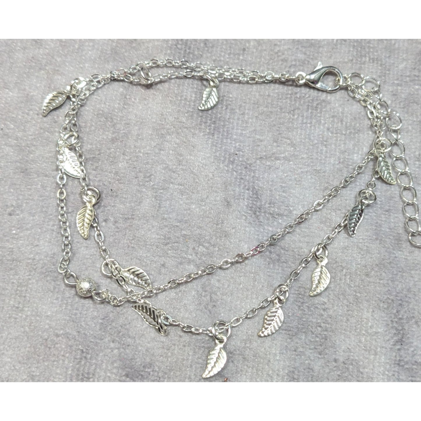 Minimalist Fairycore Layered Leaf Charm Bracelet