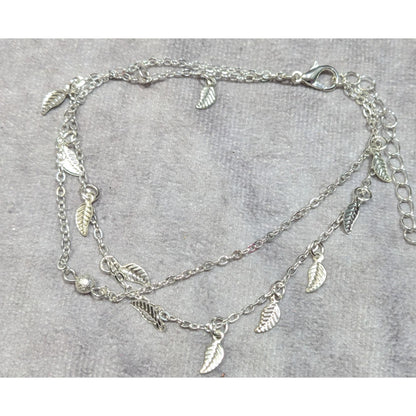 Minimalist Fairycore Layered Leaf Charm Bracelet