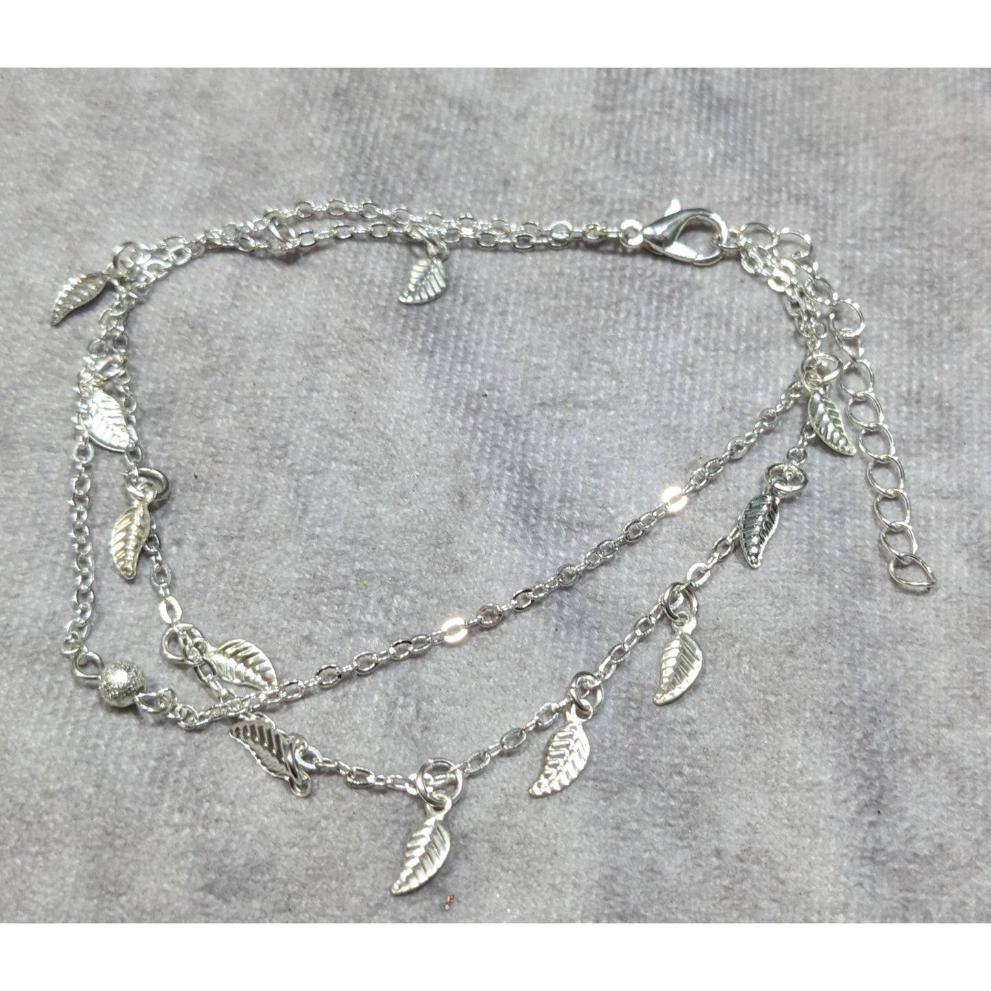 Minimalist Fairycore Layered Leaf Charm Bracelet