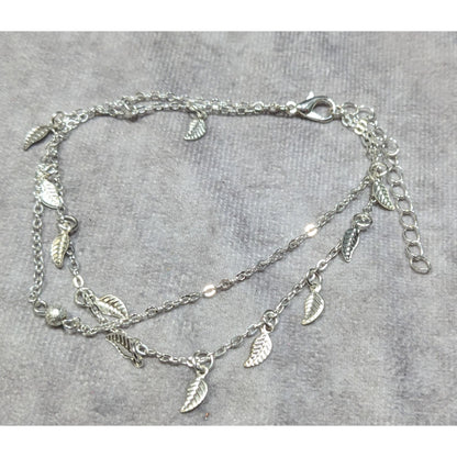 Minimalist Fairycore Layered Leaf Charm Bracelet