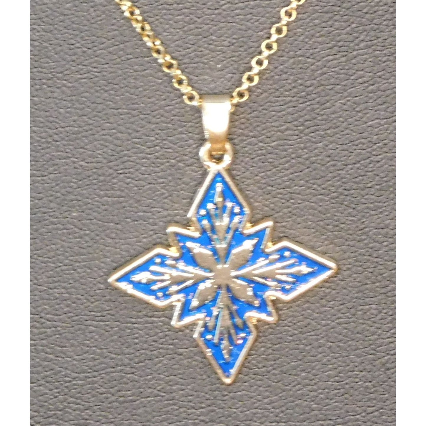 Blue And Gold Tone Snowflake Pendant Necklace