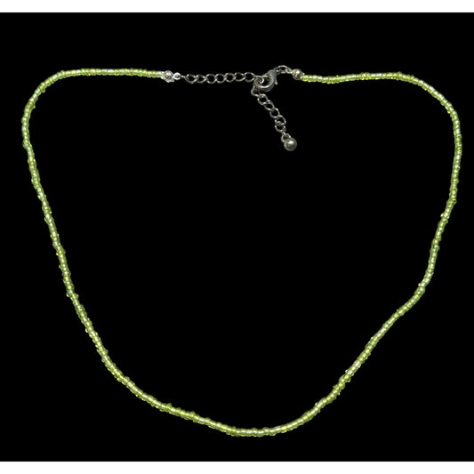 Summery Lime Green Glass Seed Beaded Necklace