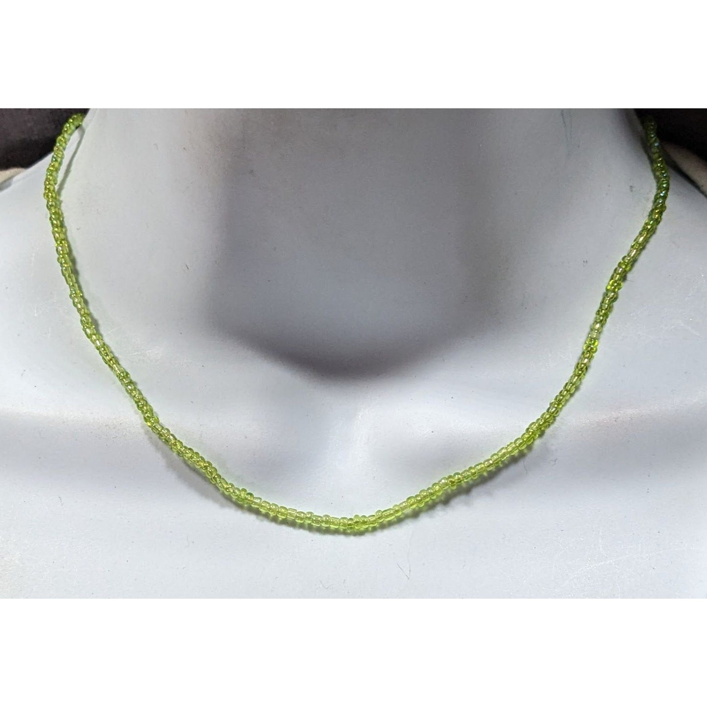 Summery Lime Green Glass Seed Beaded Necklace