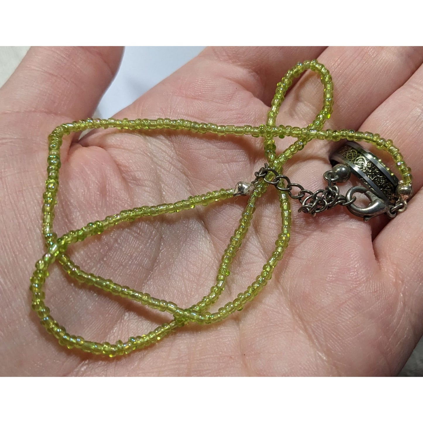 Summery Lime Green Glass Seed Beaded Necklace