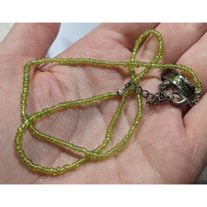 Summery Lime Green Glass Seed Beaded Necklace