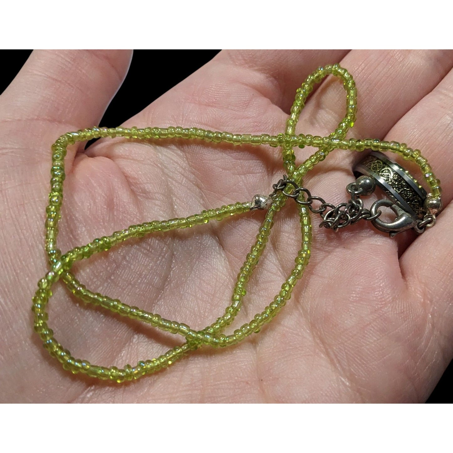 Summery Lime Green Glass Seed Beaded Necklace