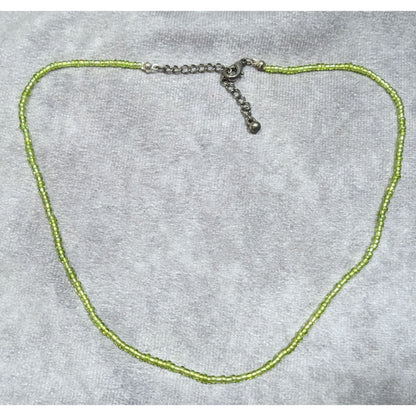 Summery Lime Green Glass Seed Beaded Necklace