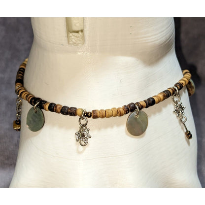 Boho 70s Vintage Avon Shell Charm Coconut Bead Bracelet