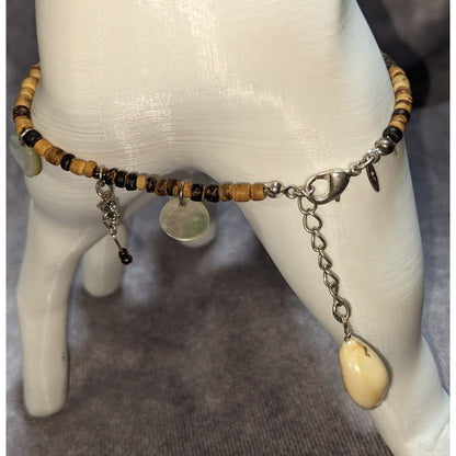 Boho 70s Vintage Avon Shell Charm Coconut Bead Bracelet