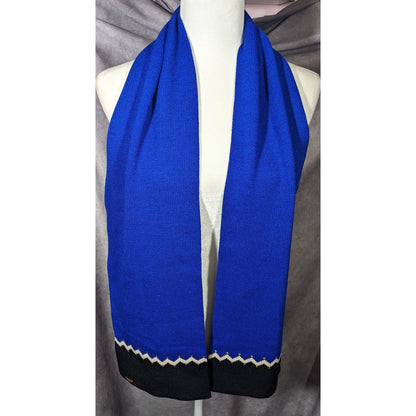St. John Santana Blue And Black Knit Wool Scarf