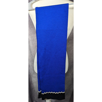 St. John Santana Blue And Black Knit Wool Scarf