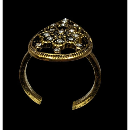 Bohemian Glam Teardrop Rhinestone Gold Tone Ring Size 8