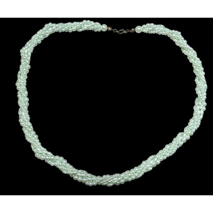 Vintage Whimsical Pastel Blue Faux Pearl Torsade Necklace