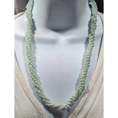 Vintage Whimsical Pastel Blue Faux Pearl Torsade Necklace
