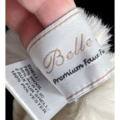 Belle Fare Premium Faux Fur Trimmed Wool-Blend Shawl Wrap Plaid Pattern