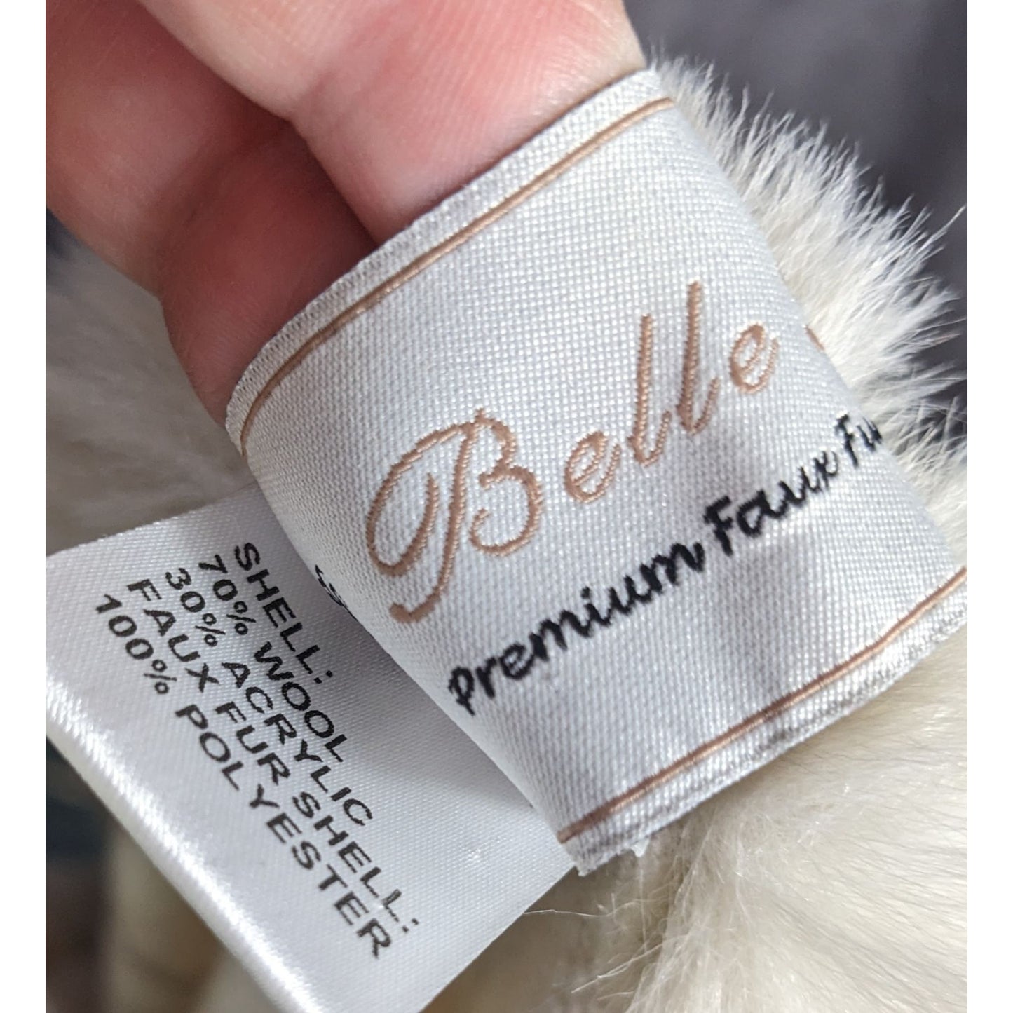 Belle Fare Premium Faux Fur Trimmed Wool-Blend Shawl Wrap Plaid Pattern