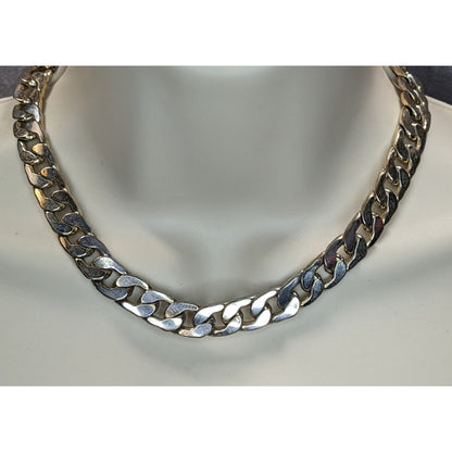 Grung Gold Silver Tone Chunky Curb Chain Necklace Two Tone Industrial Punk Statement Jewelry
