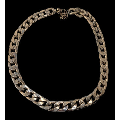 Grung Gold Silver Tone Chunky Curb Chain Necklace Two Tone Industrial Punk Statement Jewelry