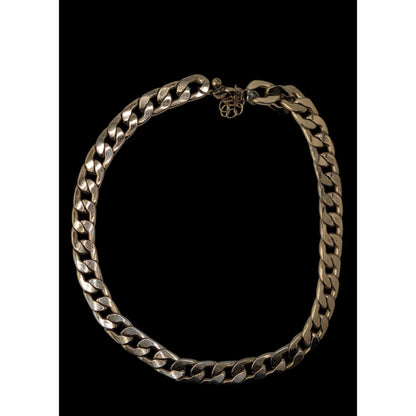 Grung Gold Silver Tone Chunky Curb Chain Necklace Two Tone Industrial Punk Statement Jewelry