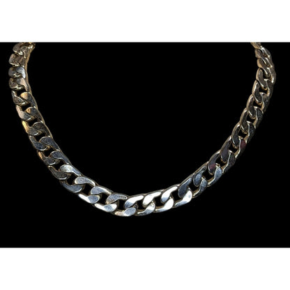 Grung Gold Silver Tone Chunky Curb Chain Necklace Two Tone Industrial Punk Statement Jewelry