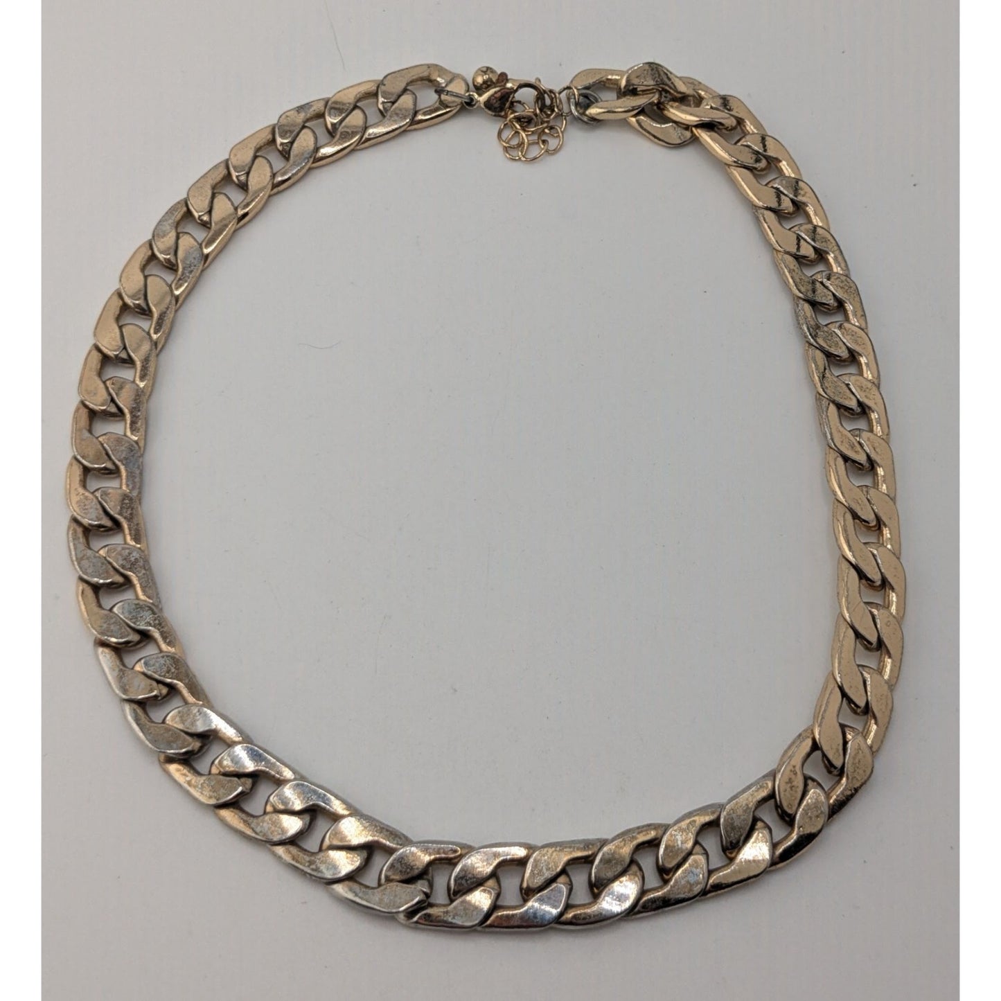 Grung Gold Silver Tone Chunky Curb Chain Necklace Two Tone Industrial Punk Statement Jewelry