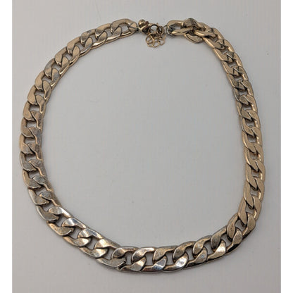 Grung Gold Silver Tone Chunky Curb Chain Necklace Two Tone Industrial Punk Statement Jewelry