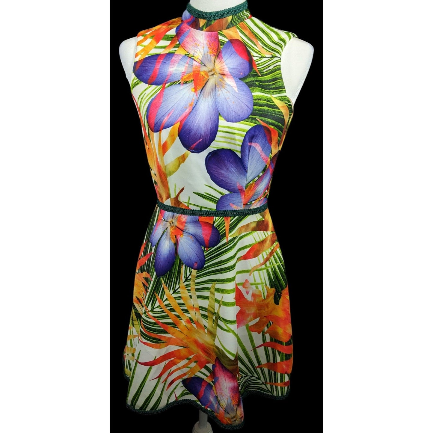 Raul Penaranda Tropical Neo Print Stretch Italian Scuba Mini Dress Size XS