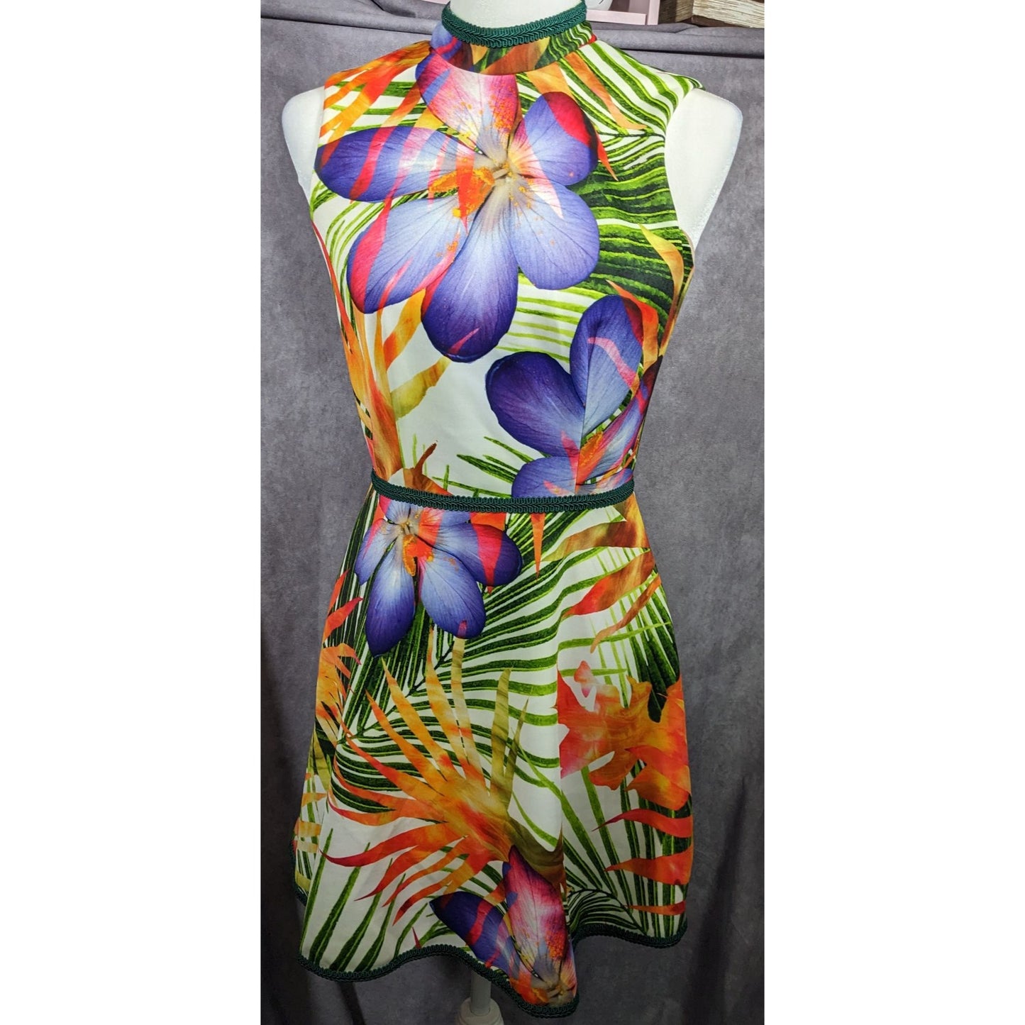 Raul Penaranda Tropical Neo Print Stretch Italian Scuba Mini Dress Size XS