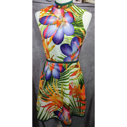 Raul Penaranda Tropical Neo Print Stretch Italian Scuba Mini Dress Size XS