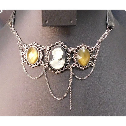 Vintage Victorian Gothic Cameo Choker Necklace