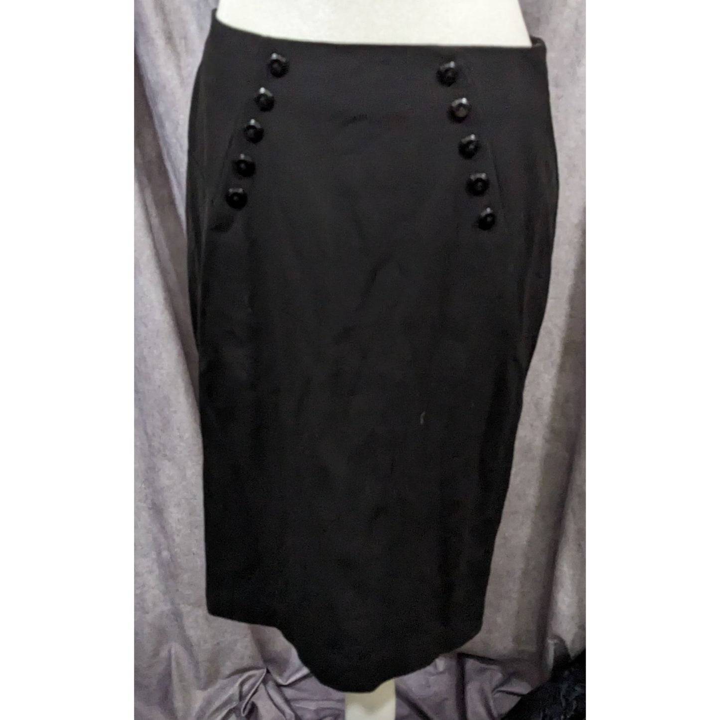 Corporate Goth Sailor Button Ruffle Pencil Skirt by BWear