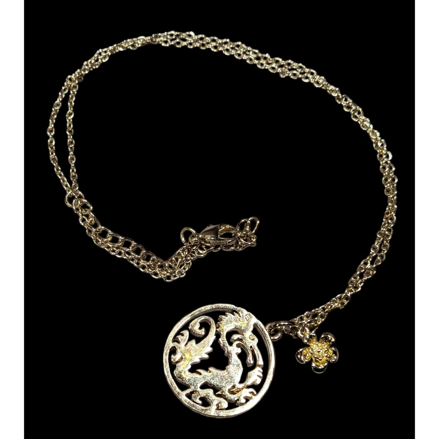 Disney's Mulan 20th Anniversary 14k Gold Plated Dragon Medallion Necklace Rare HTF