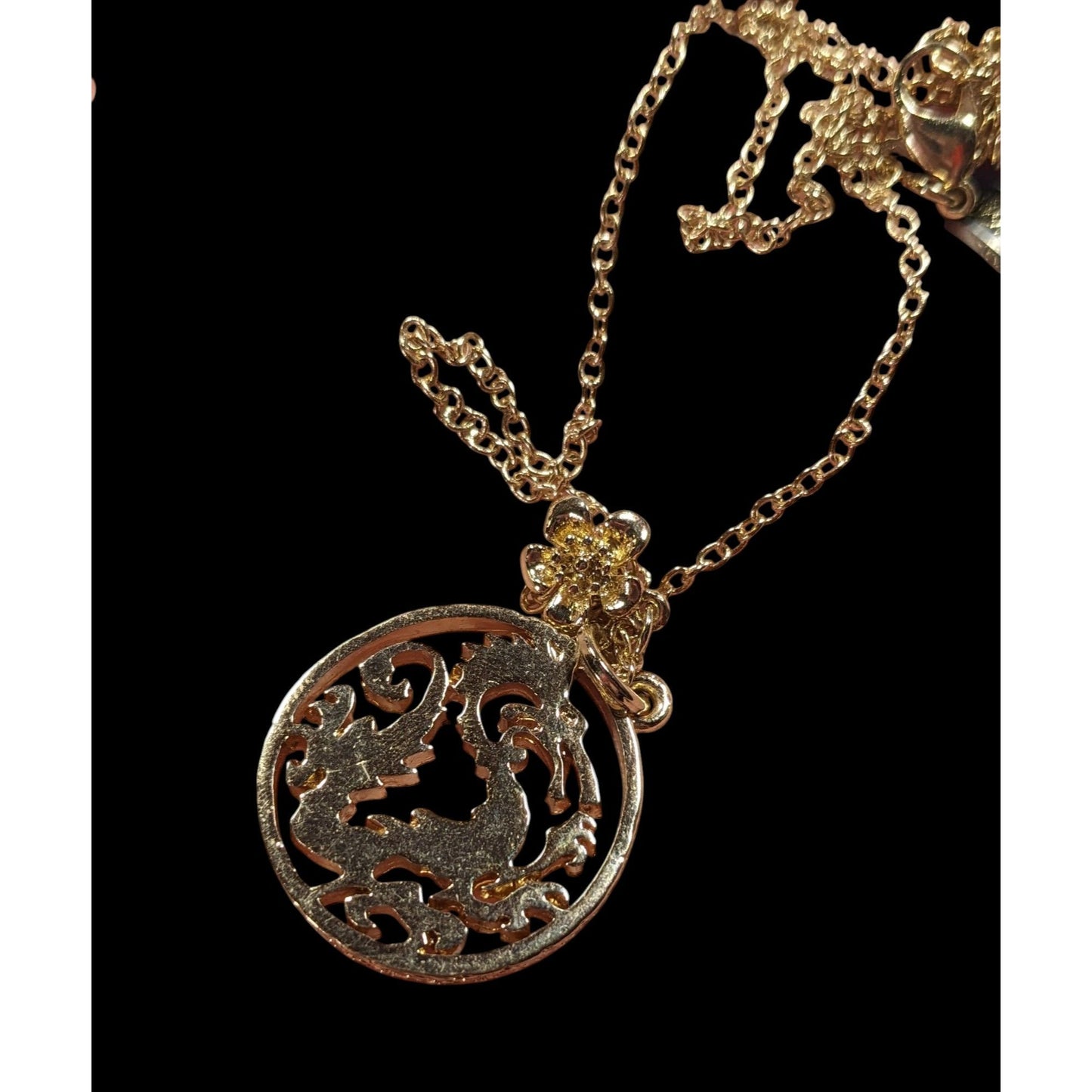 Disney's Mulan 20th Anniversary 14k Gold Plated Dragon Medallion Necklace Rare HTF