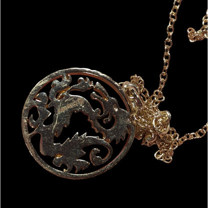 Disney's Mulan 20th Anniversary 14k Gold Plated Dragon Medallion Necklace Rare HTF