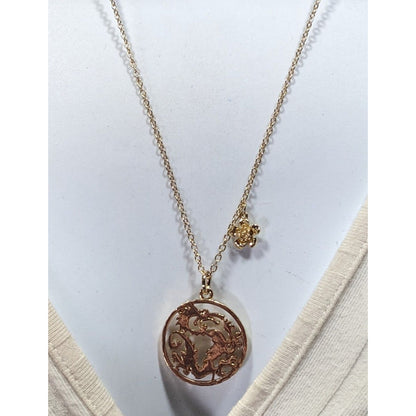 Disney's Mulan 20th Anniversary 14k Gold Plated Dragon Medallion Necklace Rare HTF