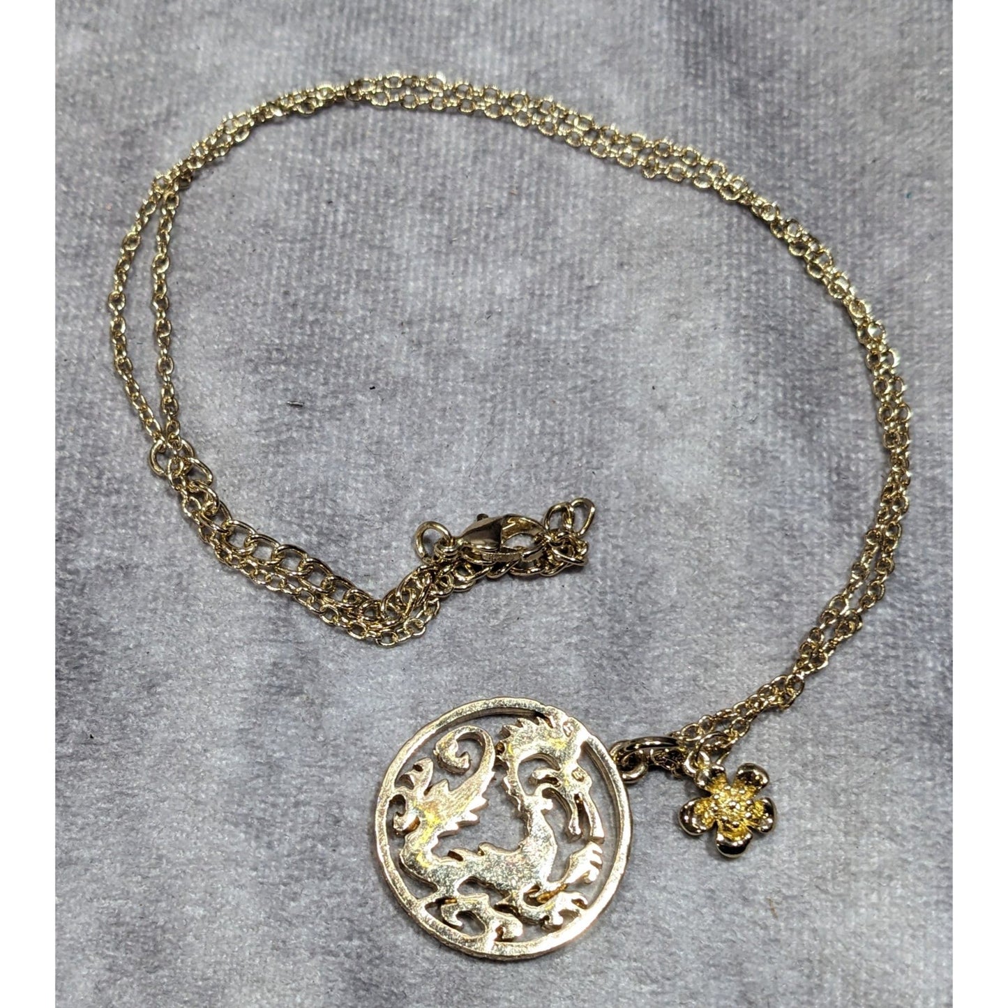 Disney's Mulan 20th Anniversary 14k Gold Plated Dragon Medallion Necklace Rare HTF