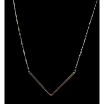 Minimalist Silver-Tone Chevron Pendant Necklace With Adjustable Chain