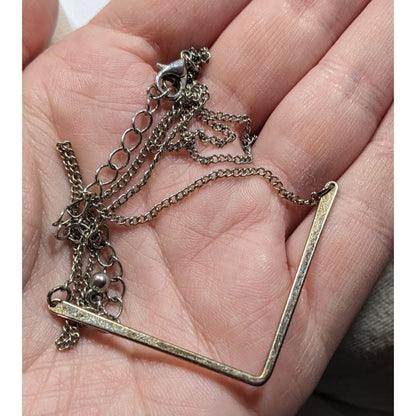 Minimalist Silver-Tone Chevron Pendant Necklace With Adjustable Chain