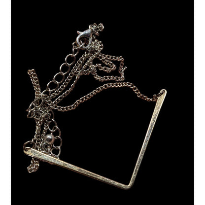 Minimalist Silver-Tone Chevron Pendant Necklace With Adjustable Chain