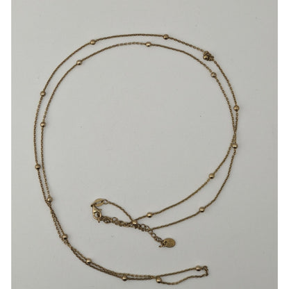 Sterling Silver Beaded Chain Necklace 32" With 3" Extender AV 925 Lobster Clasp Elegant Jewelry
